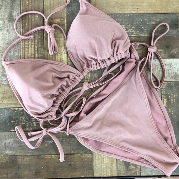 Forever 21 Other - NWOT rose satin tie bikini size small